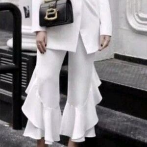 ZARA FLARED FRILL‎ HEM CULOTTES TROUSERS PANTS FLOWING 2266/778 Size Xs
